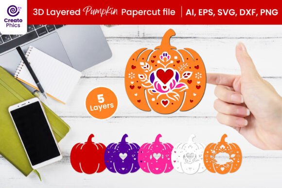 3D Layered Pumpkin SVG for Home Décor