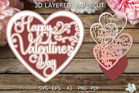 3D Layered Valentine's Day Card for Laser Cutting