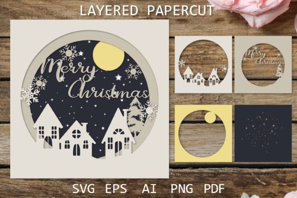 3D SVG Review: Layered Papercut Christmas Card