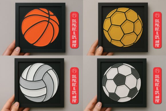 3D SVG Shadow Boxes: Layered Papercut Ball Bundle