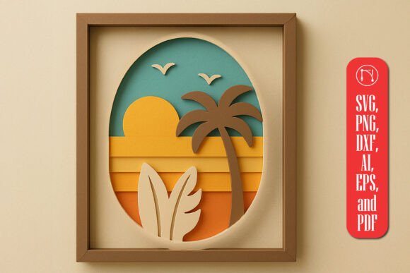 3D Tropical Sunset Shadow Box SVG Review