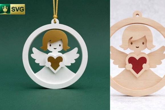 Angel Ornament 3D Layered SVG: Laser Cutting for Winter