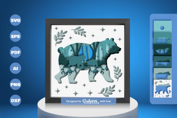 Bear in the Forest 3D SVG for Shadow Boxes & Branding