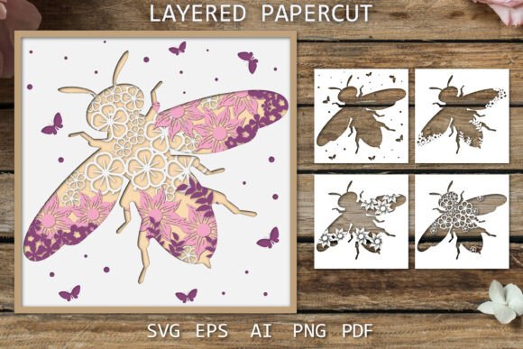 Bee 3D SVG for Shadow Boxes & Local Branding