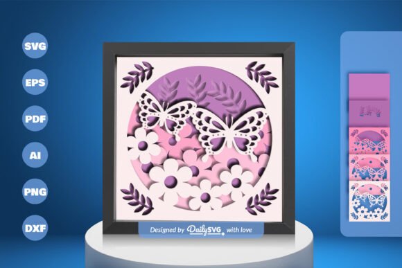 Butterfly Floral 3D SVG for Shadow Boxes