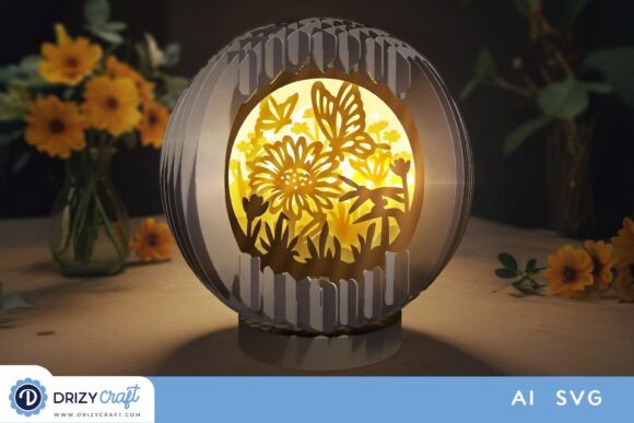 Butterfly with Sunflower 3D SVG for Paper Flowers Branding