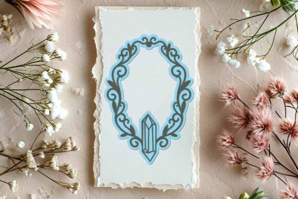 Crystal Layered Frame SVG: 3D Paper Flowers Asset