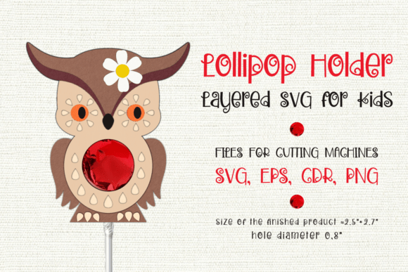 Cute Eagle Owl Lollipop Holder: 3D SVG Shapes