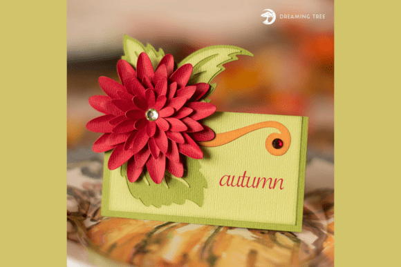 Dahlia Place Card SVG: 3D Floral Compositions
