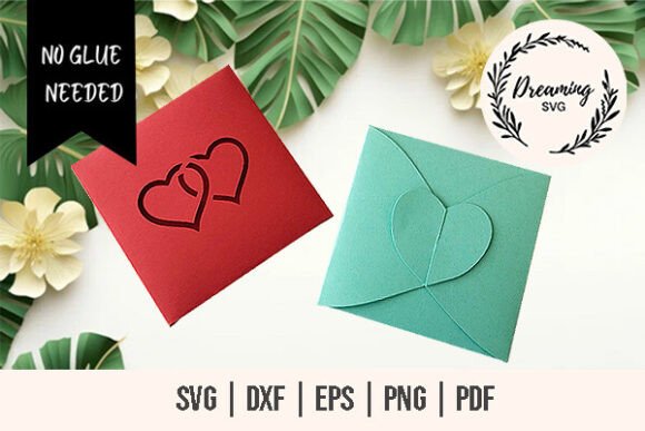 Double Hearts Envelope 3D SVG for Kids Crafts