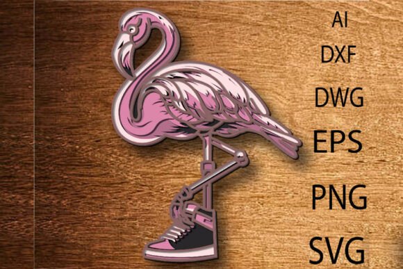 Flamingo Multilayer SVG Bird: 3D Shapes for Branding