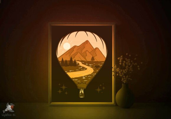 Forest Balloon Lightbox 3D SVG for Shadow Boxes Branding