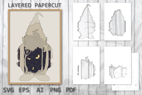 Gnome SVG Shadow Box with Butterflies: 3D SVG Review