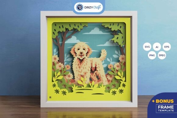 Labradoodle 3D Layered Paper Cut: 3D SVG for Shadow Boxes