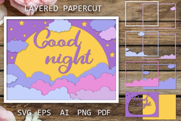 Layered Paper Cut Out Card Good Night 3D SVG Review