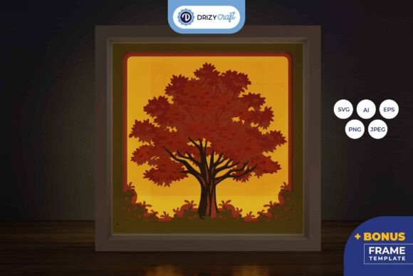 Maple Tree 3D Layered Paper Cut: 3D SVG Shadow Boxes