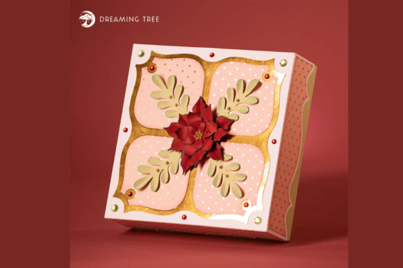 Poinsettia Gift Box SVG: Elegant 3D SVG Design
