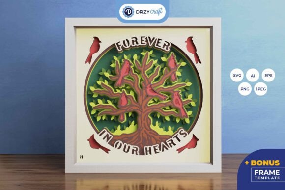 Red Cardinal on a Tree 3D Layered: SVG for Shadow Boxes