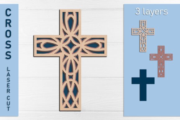 Religious Cross 3D Layered Laser Cutting Decor